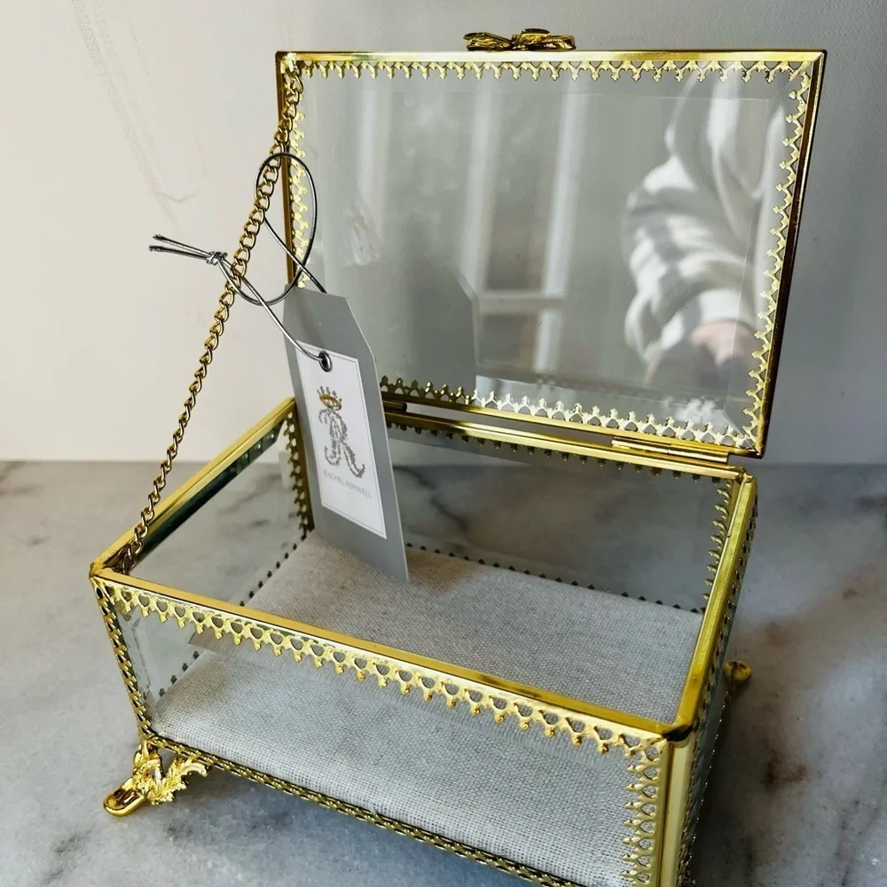 Elegant Gold Glass Jewelry Box